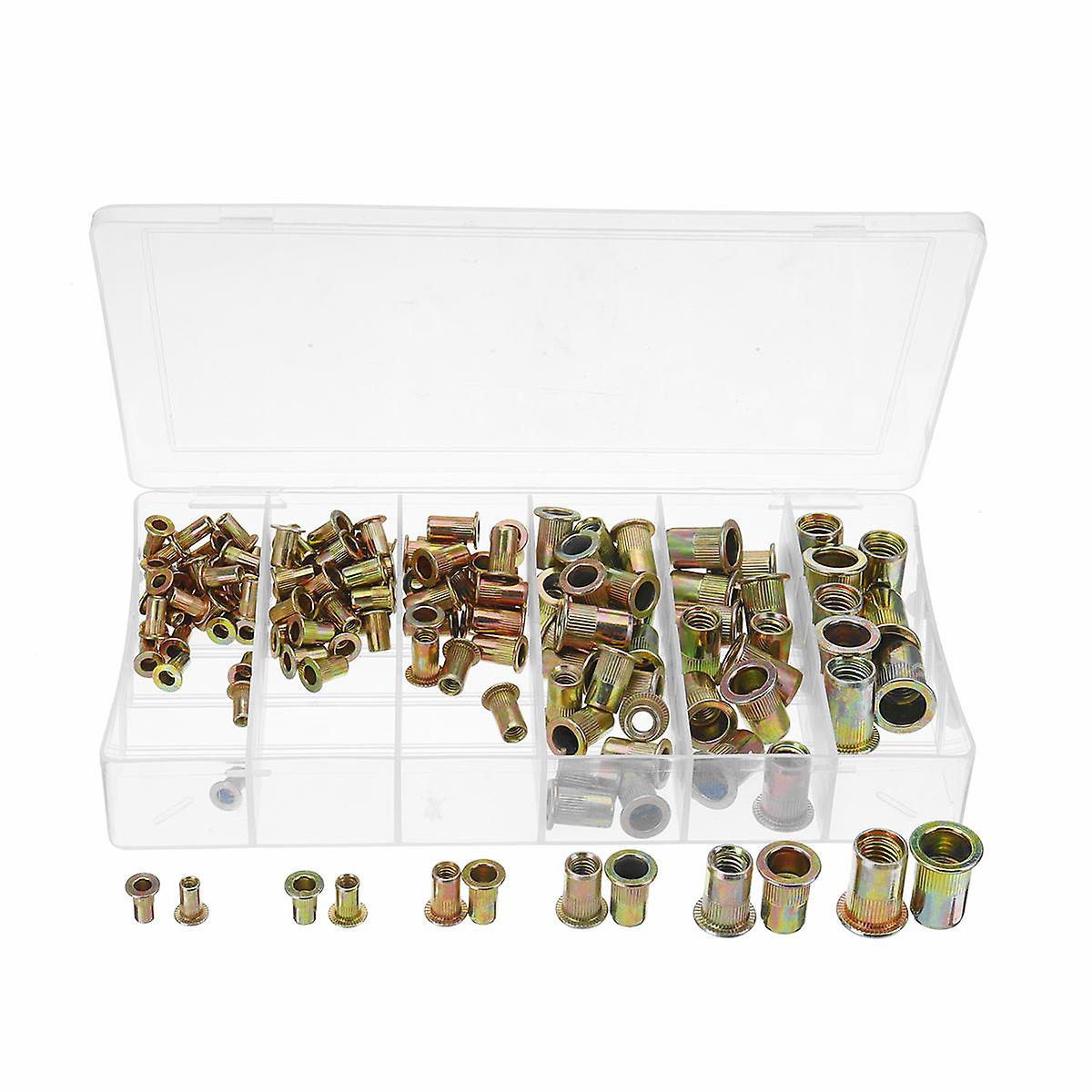 150Pcs Mixed Rivet Nut Tool Kits Zinc Threaded Inserts M3 M4 M5 M6 M8 M10