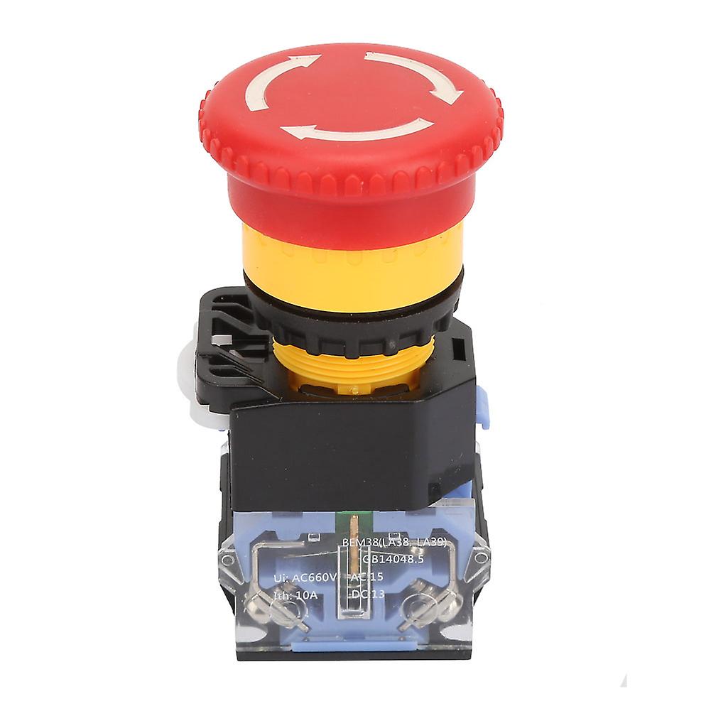 10pcs BEM38-11ZS 22mm Self Locking Emergency Stop Flat Head Button Switch 1NO 1NC