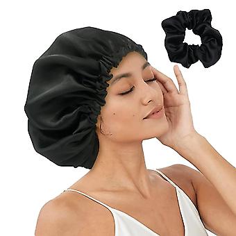 1pcs BLACK Satin Bonnet Silk Bonnet For Sleeping Hair Bonnets For Women Silk Hair Wrap