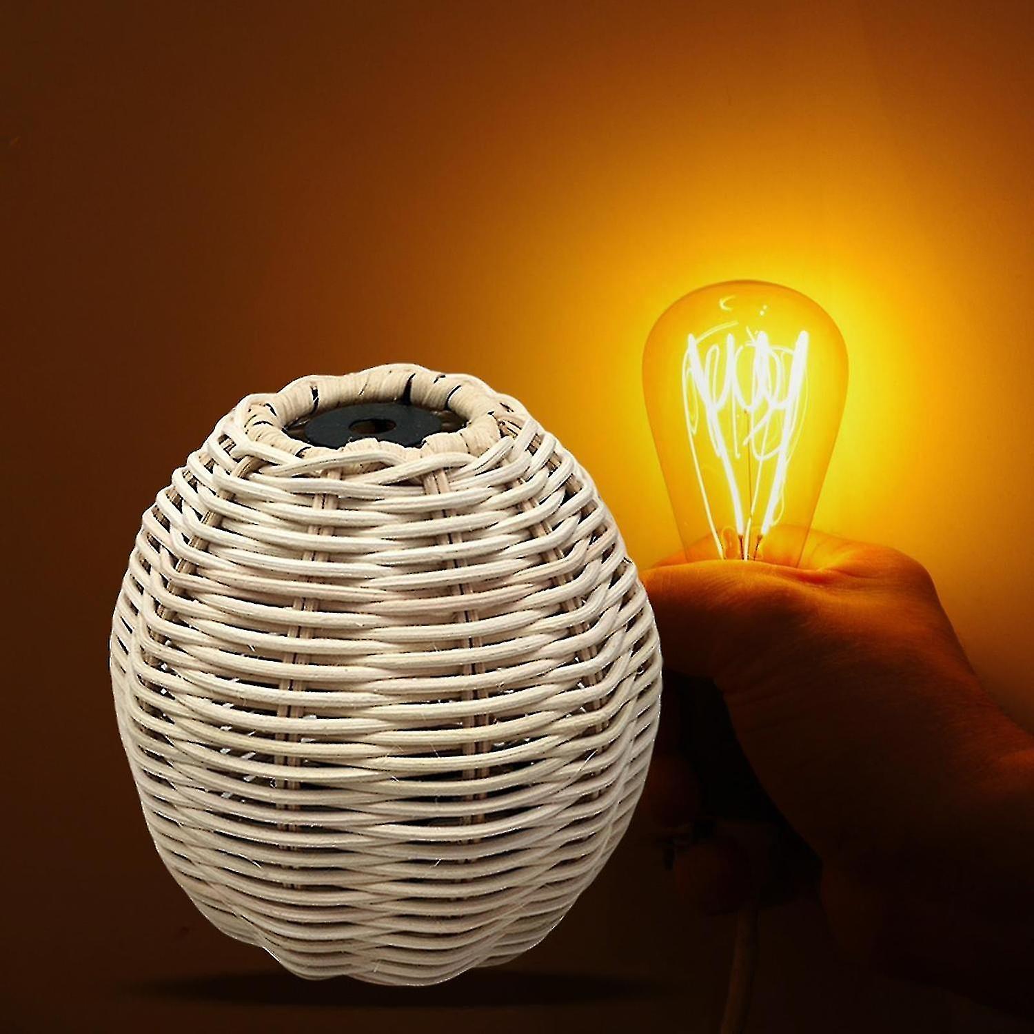 Rattan table lamp base small log