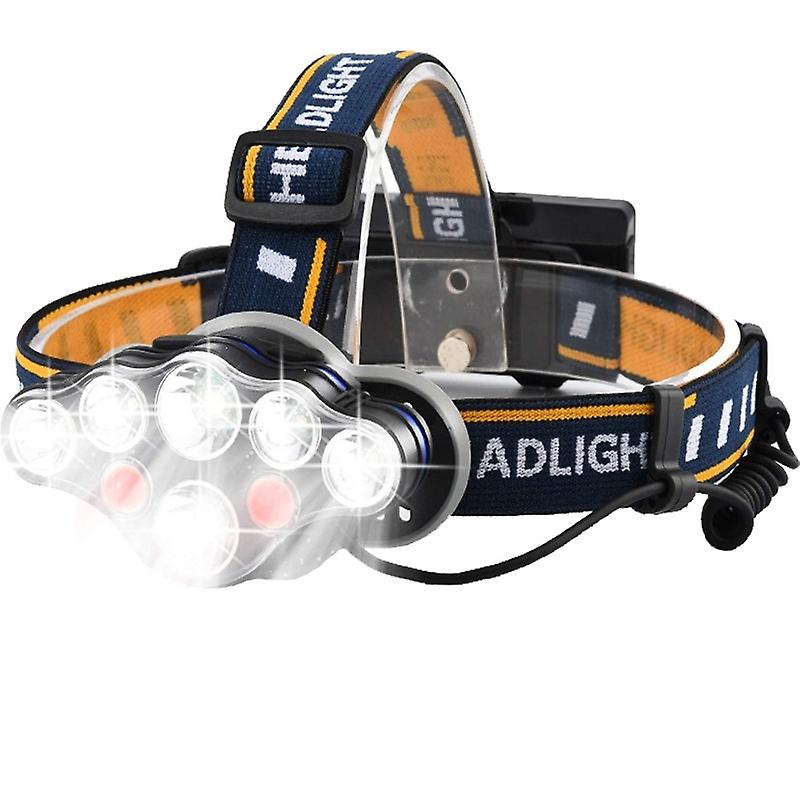 Headlamp Rechargeable, 8 LED Head Lamp USB Rechargeable Headlamp 18000 Lumen Waterproof Flashlight, 