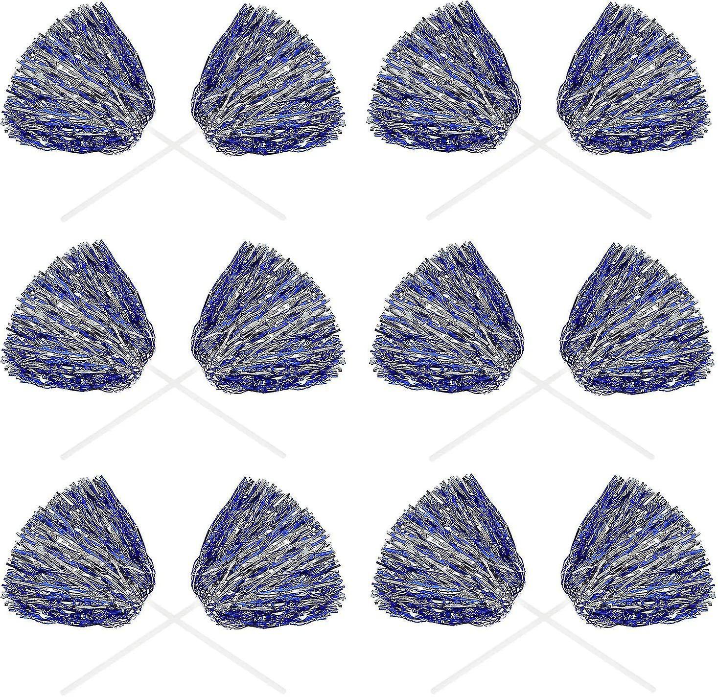 24 Pack Metallic Cheerleading Pom Pom 12 polegadas Cheerleader Pom Poms Com Batuta