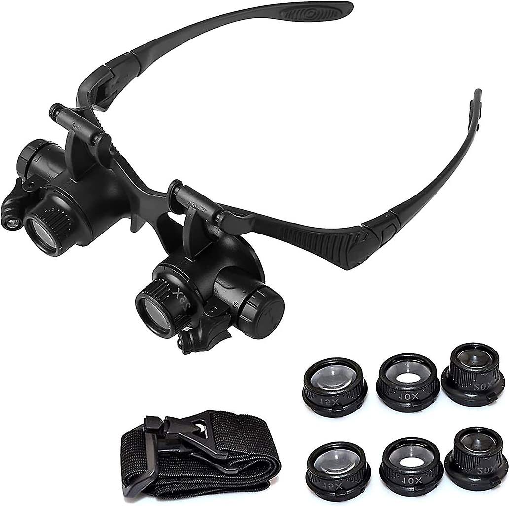 Magnifier, 10X 15X 20X 25X Magnifying Glass with LED Light, Illuminated Head Mounted Magnifier