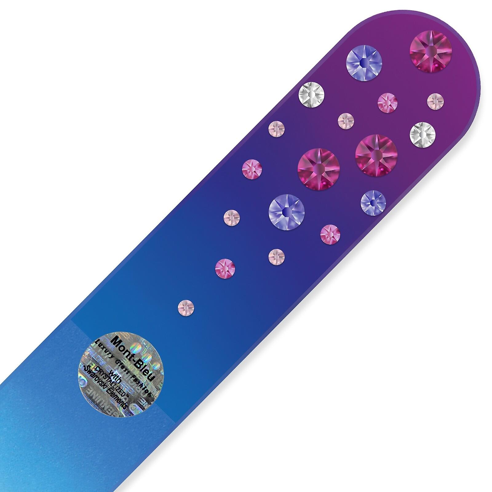 Mont Bleu Large Glass Nail File with crystals WC-B - Fuchsia - Tanzanite
