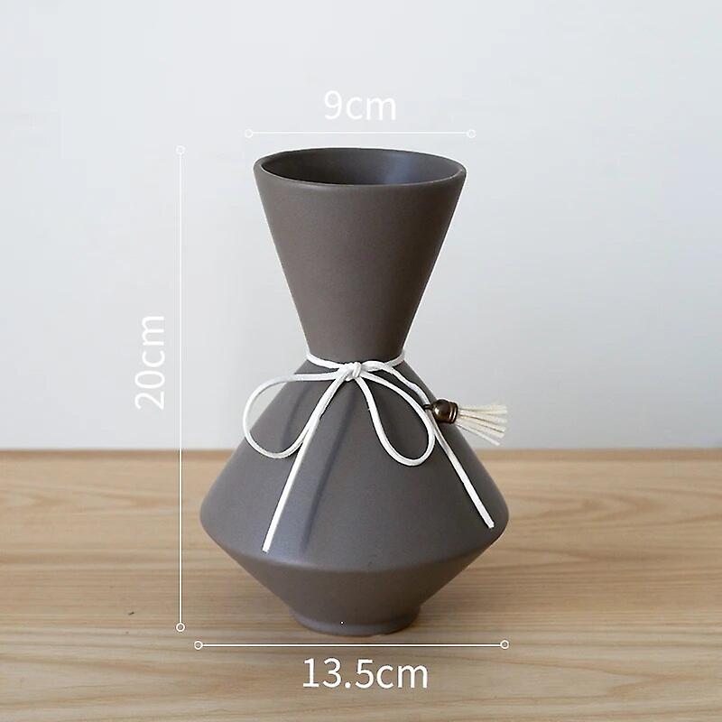 Geometrisk keramisk konstvas, blomsterarrangemang vardagsrum matbord sovrum torr blomma keramisk vas prydnader