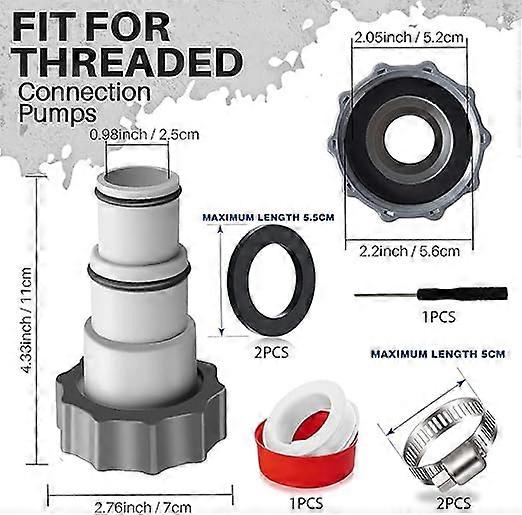 Adaptateur Tuyau Piscine Intex 32/38 Mm - Kit Avec Colliers De Serrage, Pour Raccorder Pompe Et Système De Filtration - 9