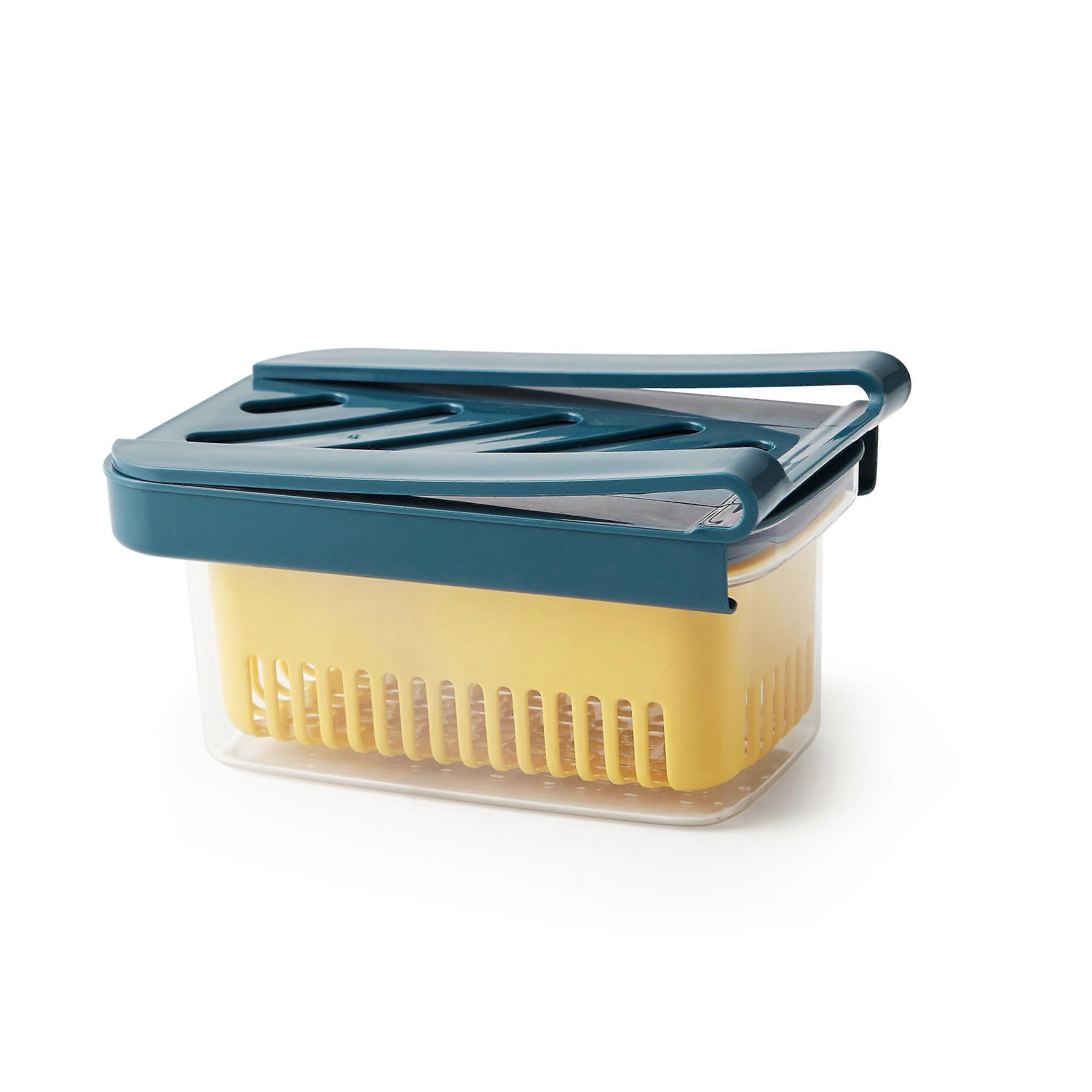 Refrigerator Storage Bins with Lids - Double Layer Draining Basket, Food Fresh Keeping Box for Fruits, Vegetables, and Meat - Multifunctional Sealed B