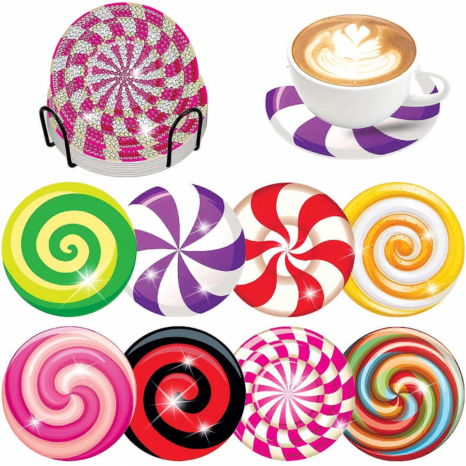 8ピースダイヤモンドアートペインティングコースターキット - 大人と初心者のためのホルダーと包括的な消耗品を備えた独自のDIYクラフトプロジェクトを作成 - Perfec