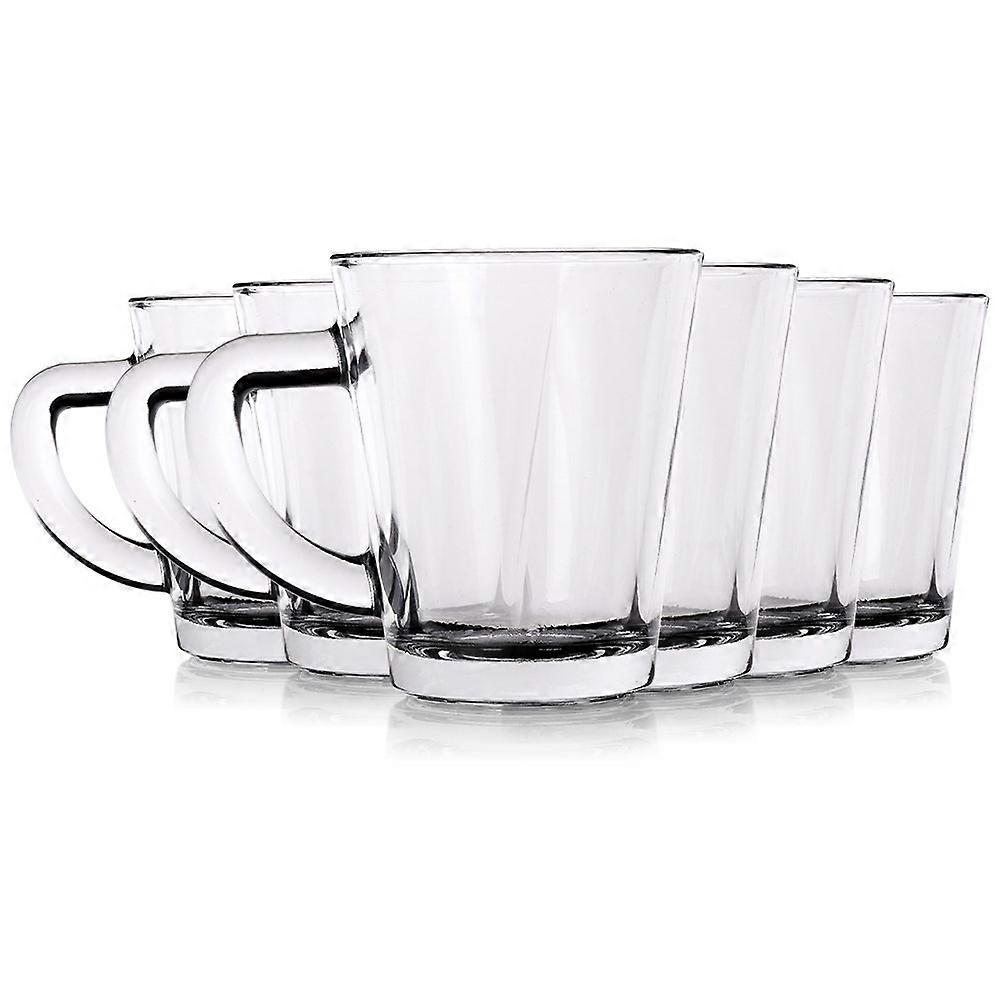 Set of 6 small glasses with handle for espresso, thick glass