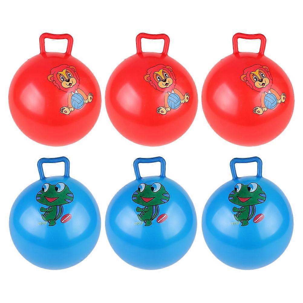 6Pcs Kids Inflatable Balls Jumping Balls Cartoon Pattern Hopper Balls (Random Pattern)