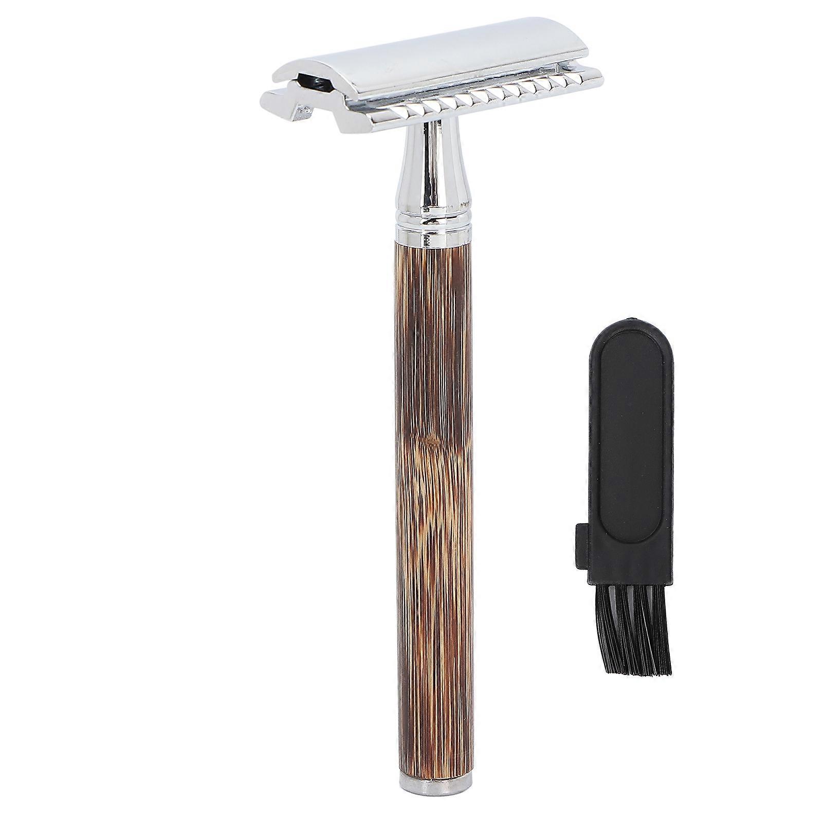 Double Edge Safety Razor Men Travel Portable Zinc Alloy Bamboo Handle Manual Shaver (without Blade)
