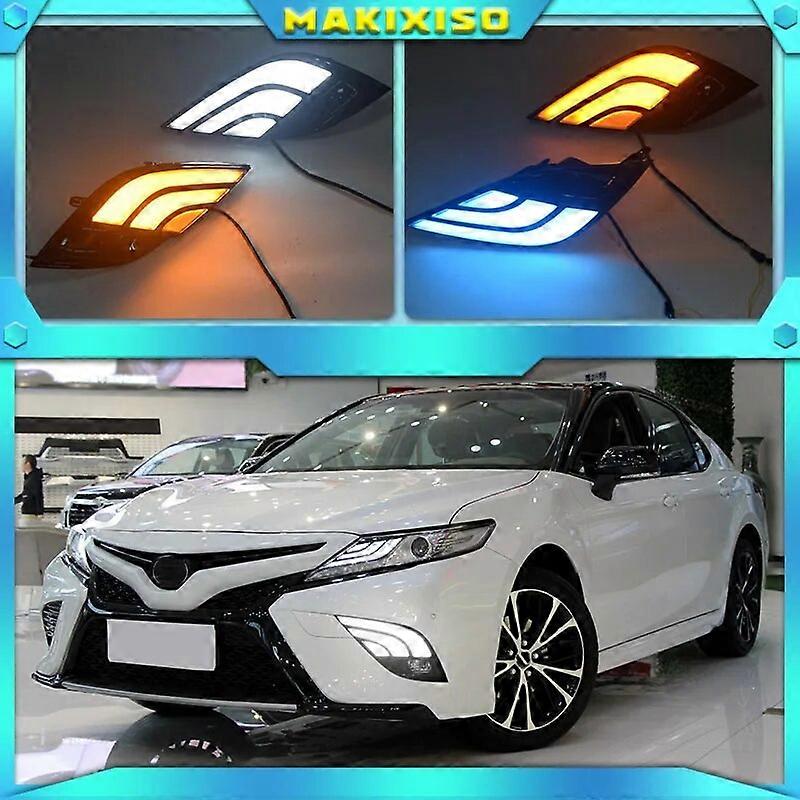 For Toyota Camry SE 2018 2019 LED Daytime Running Light Bumper Fog Lamp DRL With Yellow Turn Signal Lamp