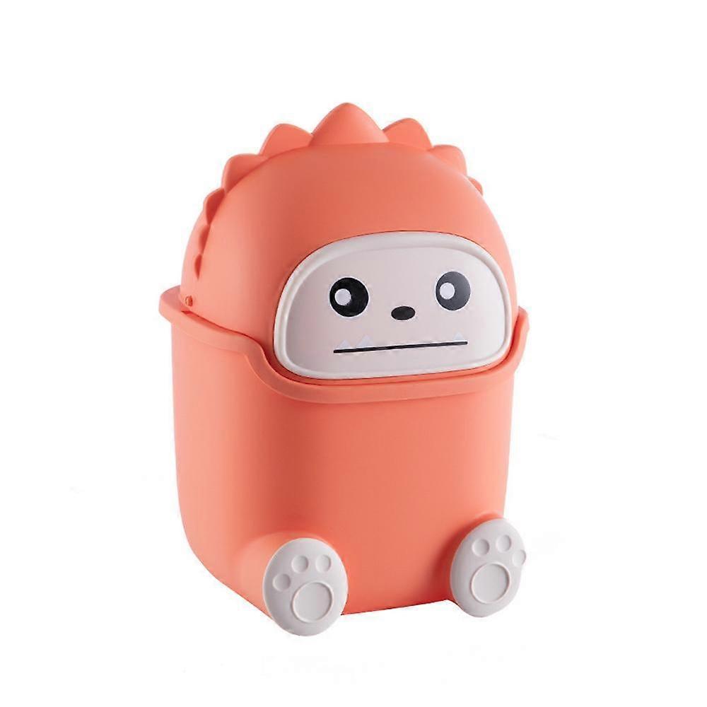 Mini Desktop Kitchen Trash Can,OrangeCute Small Table Trash Can With Swing Lid, Portable Trash Can For Kitchen