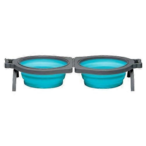 Loving Pets Travel 双人餐厅狗碗，蓝色，每个 1 个/中号