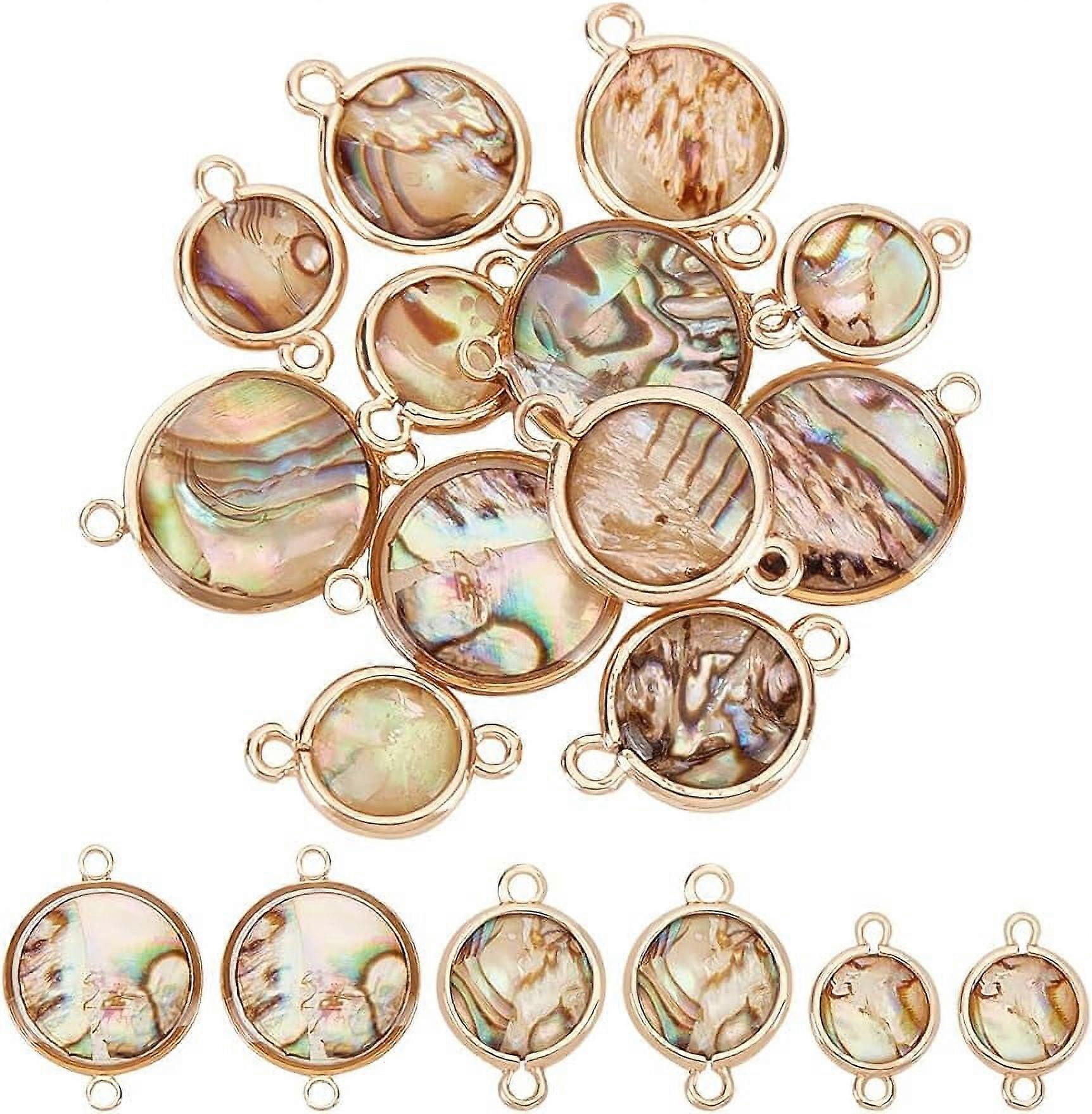 Abalone Shell Connector Charms Natural Paua Shell Connector Pendant Flat Round Links