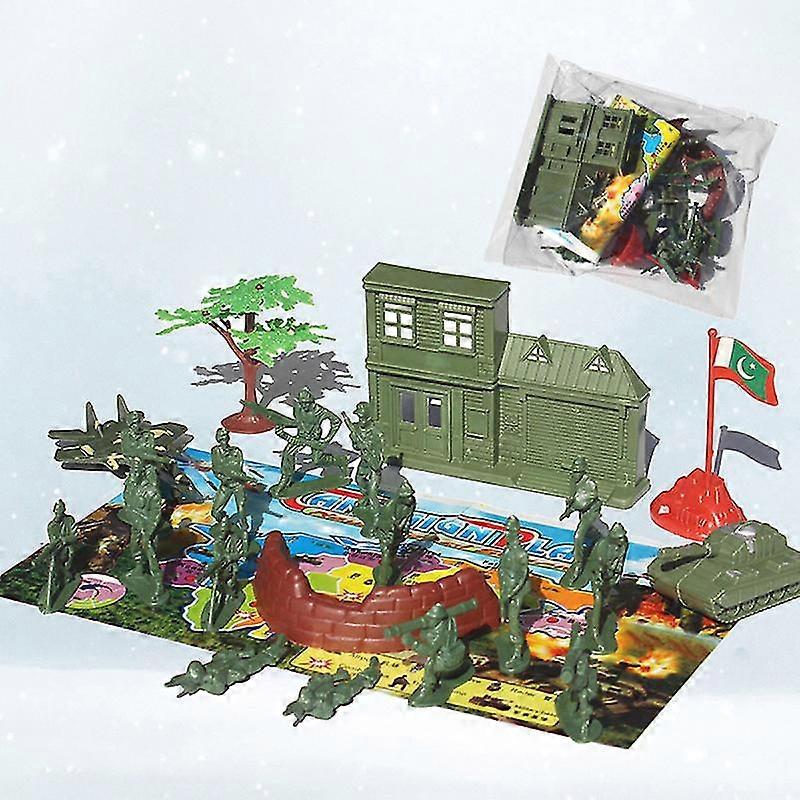 21pcs military plastic soldier model toy men figures accessories kit decor play set (random pattern for aircraft and flag)