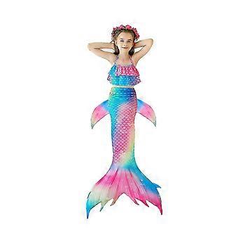 Costume Intero Sirena Per Bambine – 2XL, Con Squame Lucide E Spalline Sottili, In Spandex Morbido, Perfetto Per Estate E Piscina