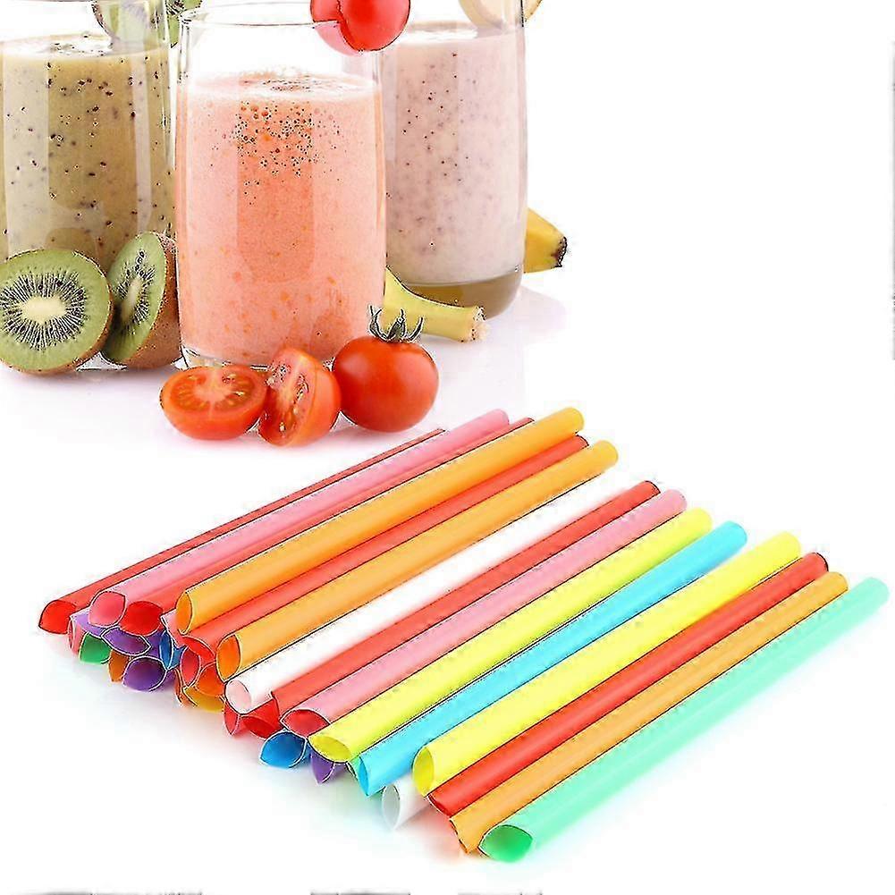 Colorful Disposable Plastic Drinking Straws 100PCS Wide Straws for Milk Tea Mixed Colors