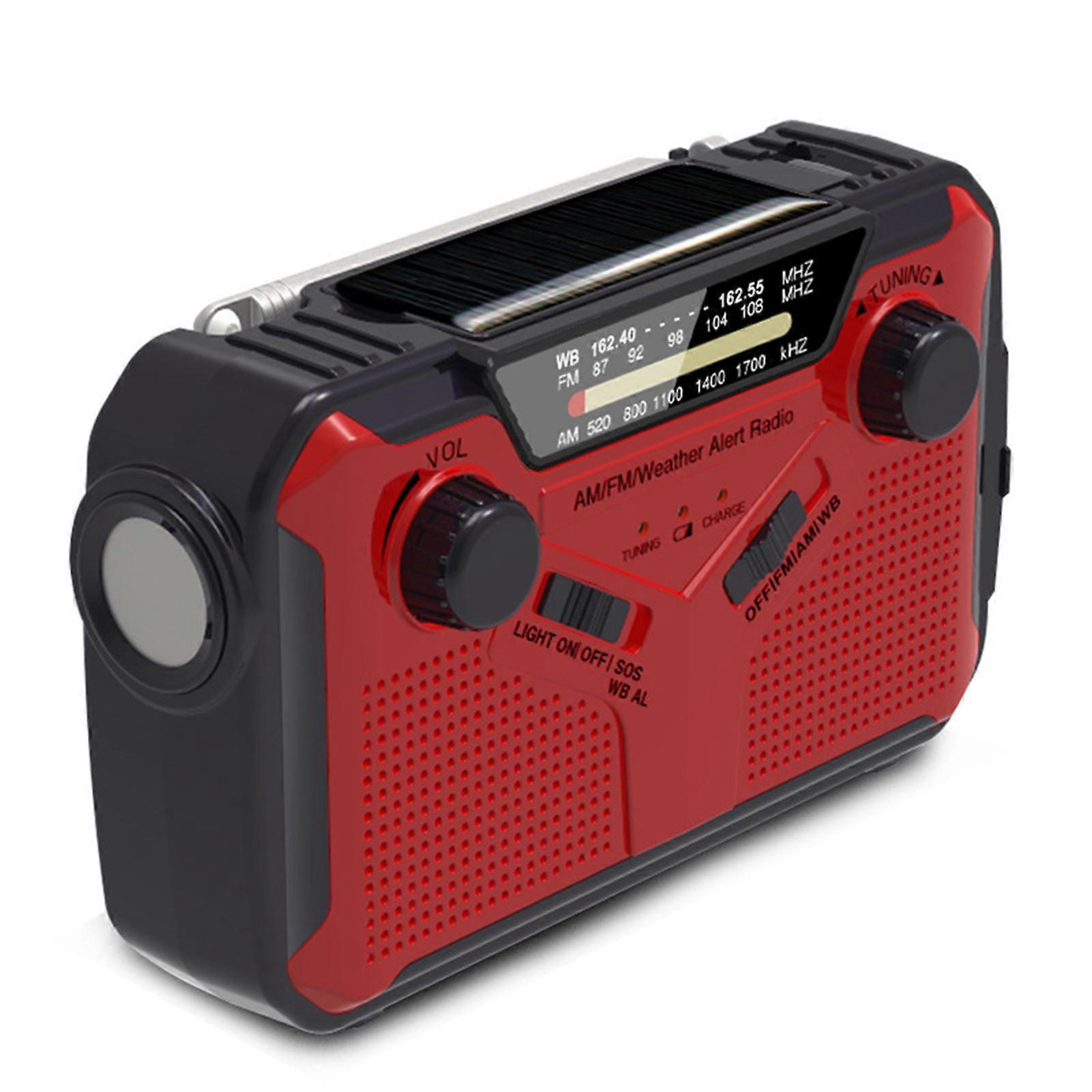 Solar Hand Crank Radio Rechargeable Camping Emergency Weather Radio with LED Torches