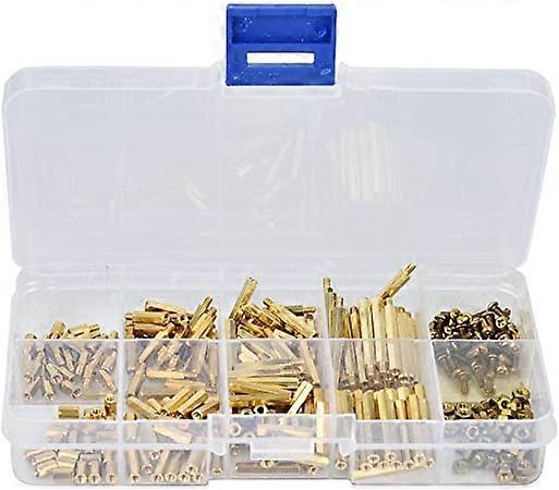 ZK-320-Pack M2 Brass Hex Bracket Standoff Spacer Backoff Nut Screw Combo Set External Thread
