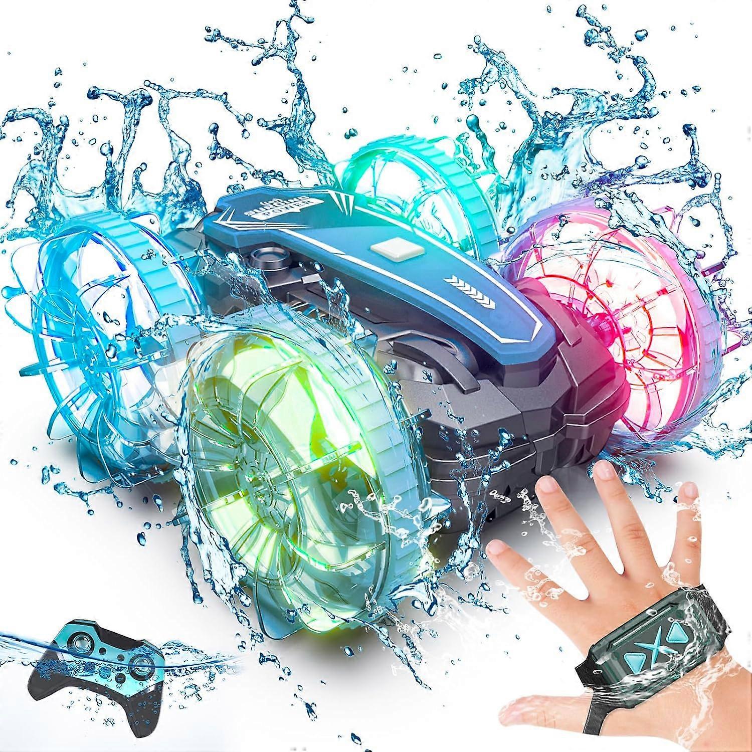 Amphibious remote control car, four-wheel drive gesture remote control car, all-terrain remote control stunt car with LED lights-Q33