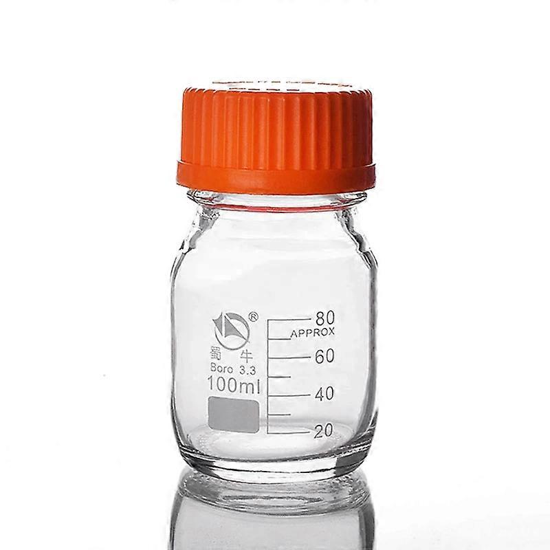 100ml 250ml 500ml 1000ml Verre de laboratoire à haute teneur en borosilicate 3.3 Verre fileté Flacon de réactif Bouchon jaune pour consommables médicaux