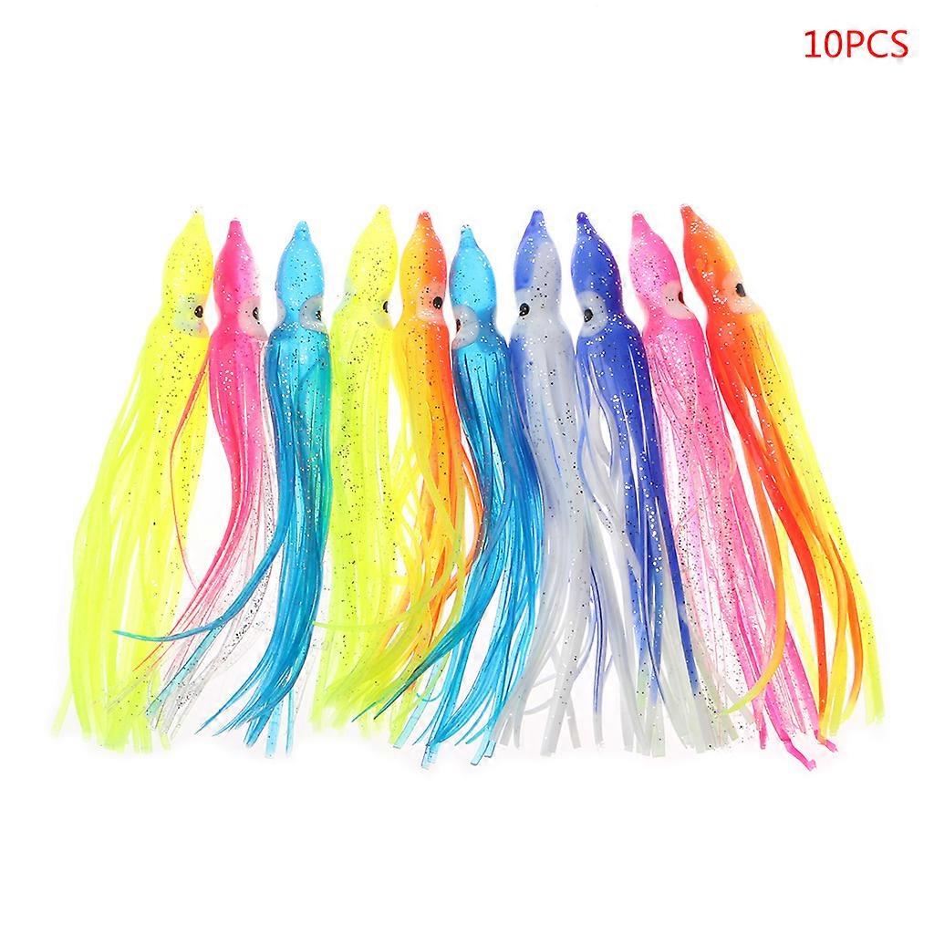 10Pcs Plastik Angeln Köder Tintenfisch Rock Trolling Oktopus weicher Köder Köder