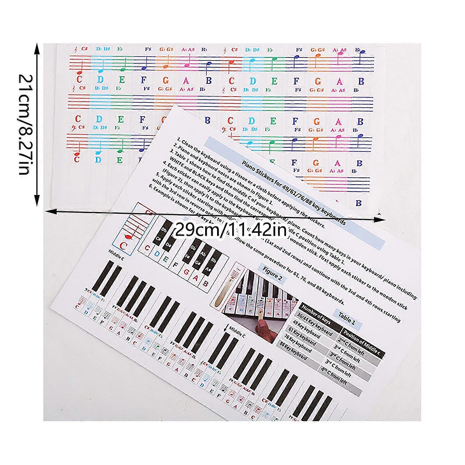 Piano Keyboard Sticker 25/49/61/76/88 Key-removable Transparent Piano Sticker