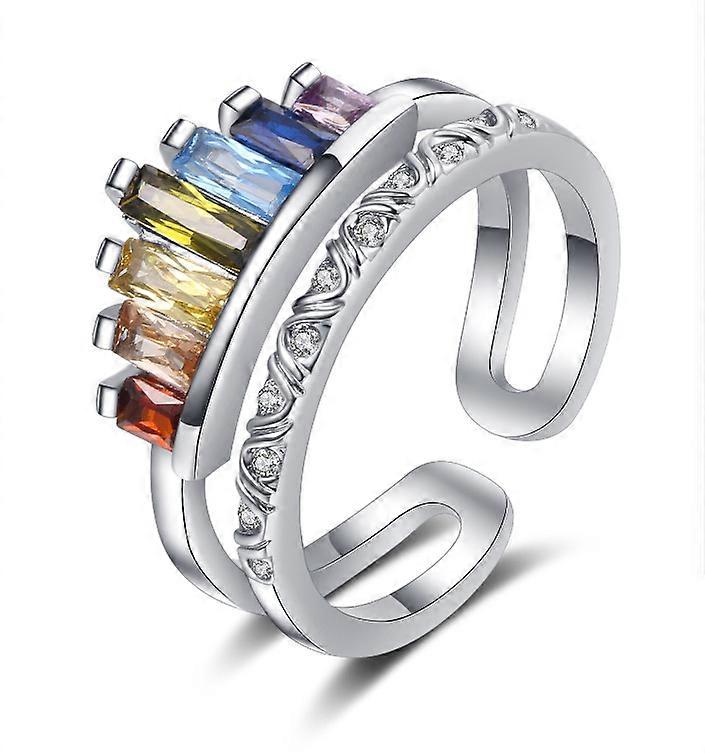 Micro Ring Ring Crown Zircon Adjustable Rainbow Set Rings Adjustable Open Rings