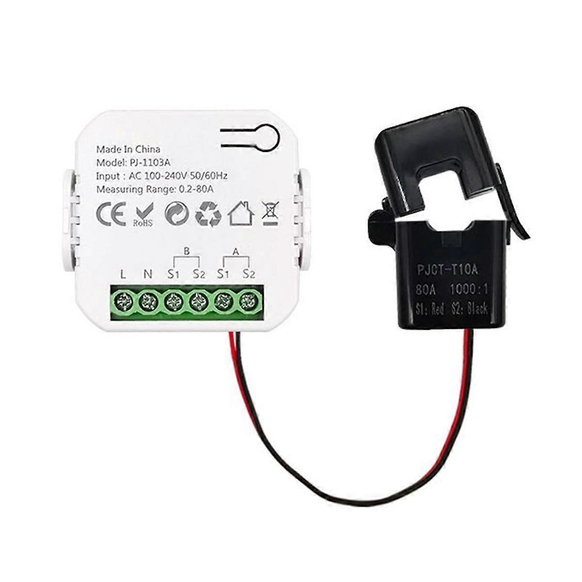 Tuya Smart WiFi Energy Meter Bidirection with Current Transformer App Monitor Power 80A Support Ala