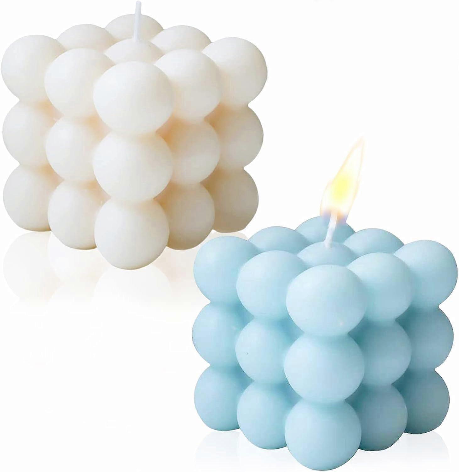 2 Pack Bubble Candles, Soy Wax Cube Candle for Valentine's Day Birthday Pho