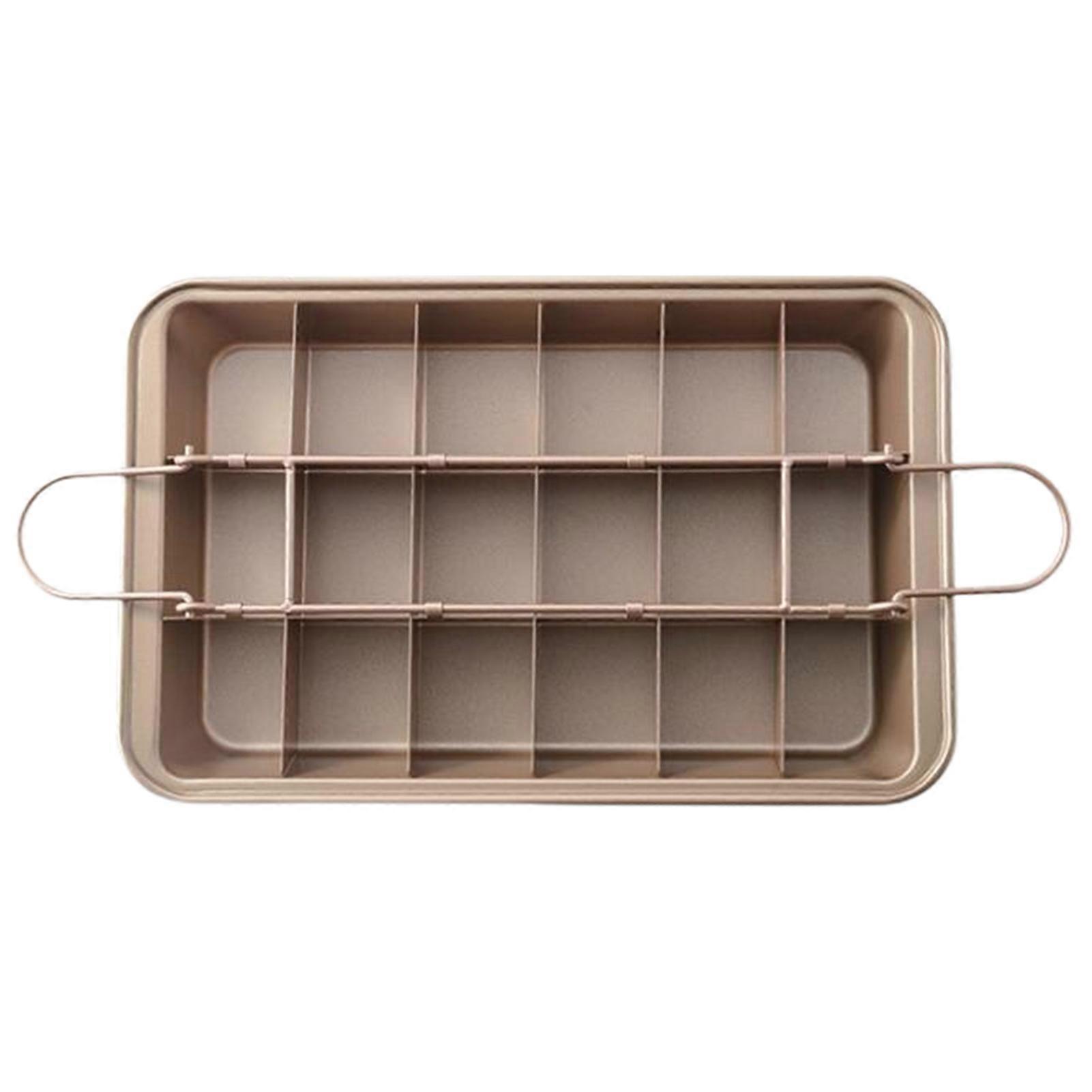 Brownie Pan with Removable Dividers Rectangle Food Grade Stainless Steel Chocolate Cake Muffin Non-stick Baking Tray Sheet Cutter Bakeware Kitchen Sup