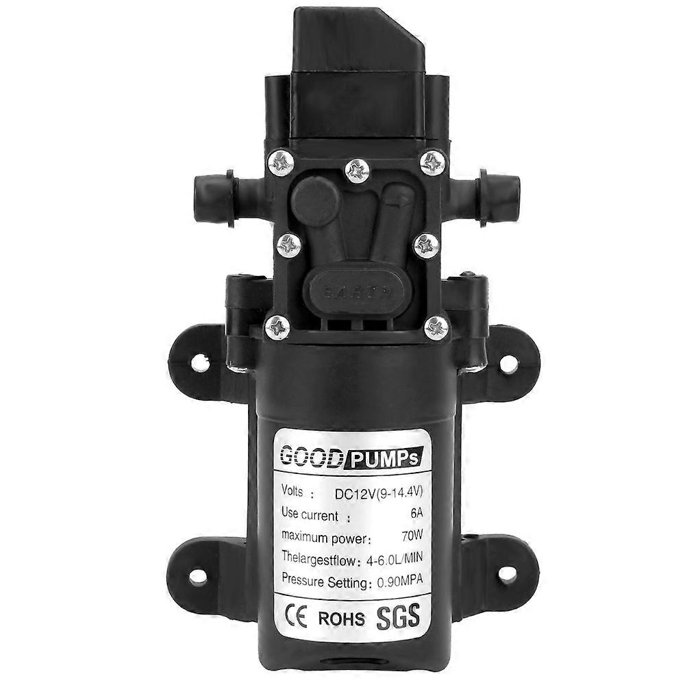 Automatisk bryter mikromembran vannpumpe DC 12V 70W elektrisk selvsugende pumpe 130PSI 6L / min