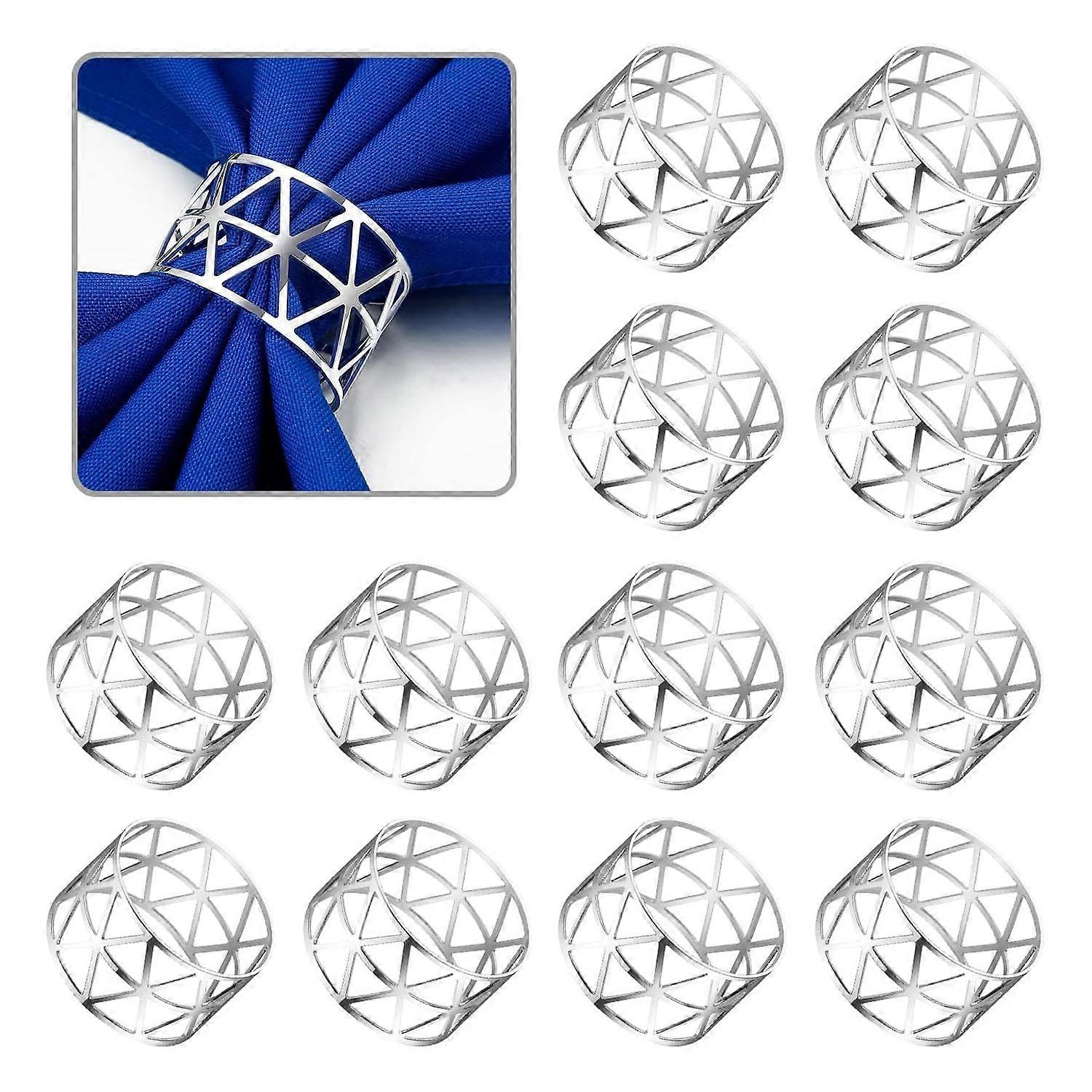 12 pieces silver prismatic napkin rings