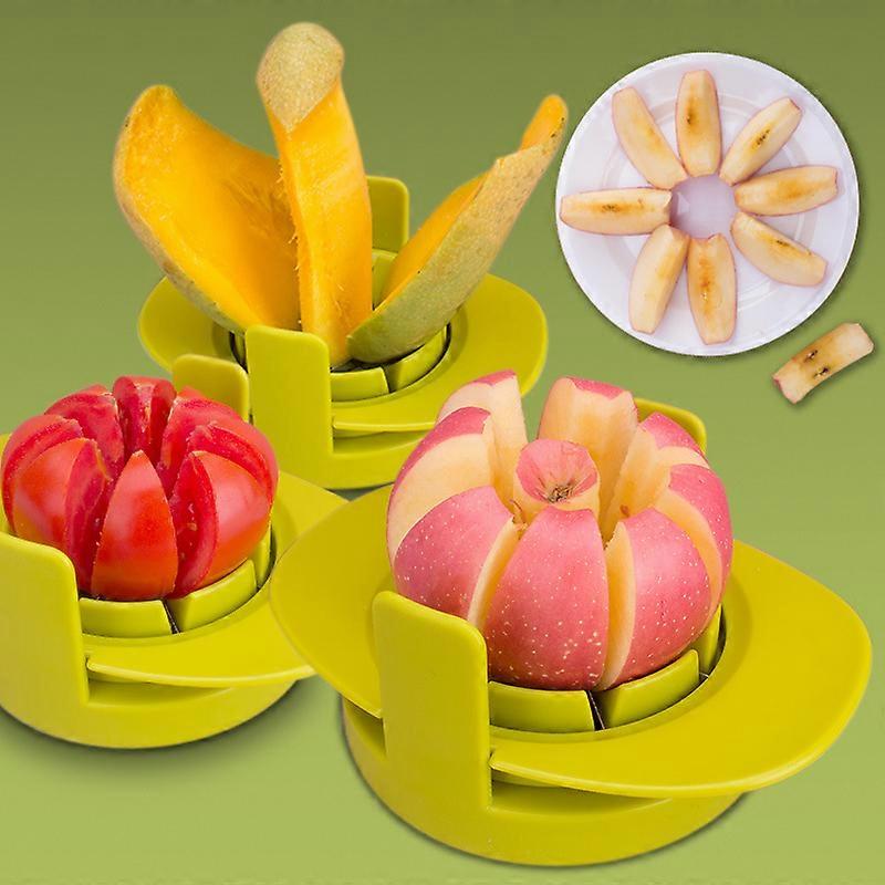 Apple/Tomato/Mango Slicers - Set of 3 - Sturdy Base Holds Fruits/Vegetables in Place - Also Keeps Knives Organized - Sharp Stainless Steel Saw Blades