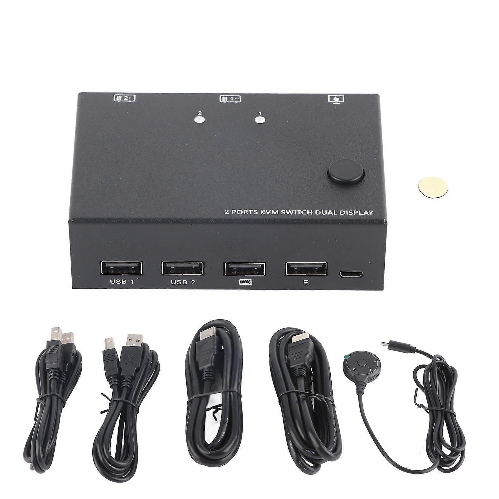 Switch KVM a 2 porte Interfaccia multimediale HD a doppio monitor 4K 30Hz per 2 computer Condividi tastiera USB Mouse Monitor Convertitore KVM YEMMA