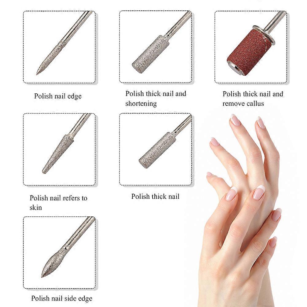 Nail polishing machine set polishing pen + dust brush + frosting ring 100 pcs + 6 polishing heads combination black European standard