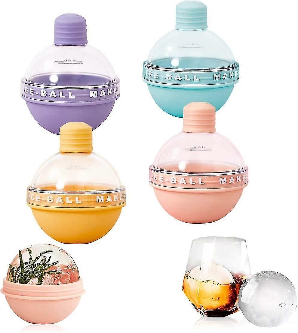 Ice Cube Trays With Lids Ice Cube Mold Balls Round Sphere Moulle Glace Silicone Ice Ball Maker(4pcs)