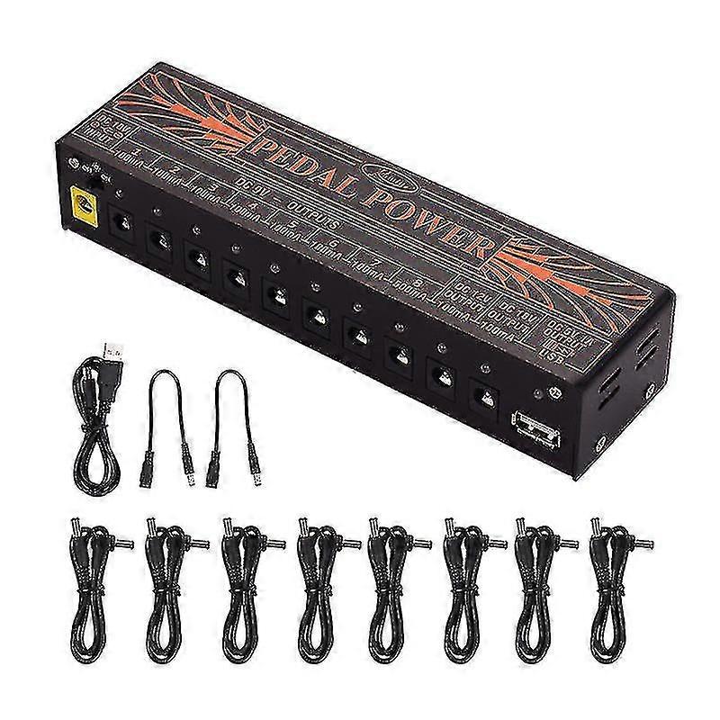 Compact Size Guitar Effect Power Supply Station 10 Isolated Dc Outputs For 9v 12v 18v Guitar Effects With 5v Usb Output