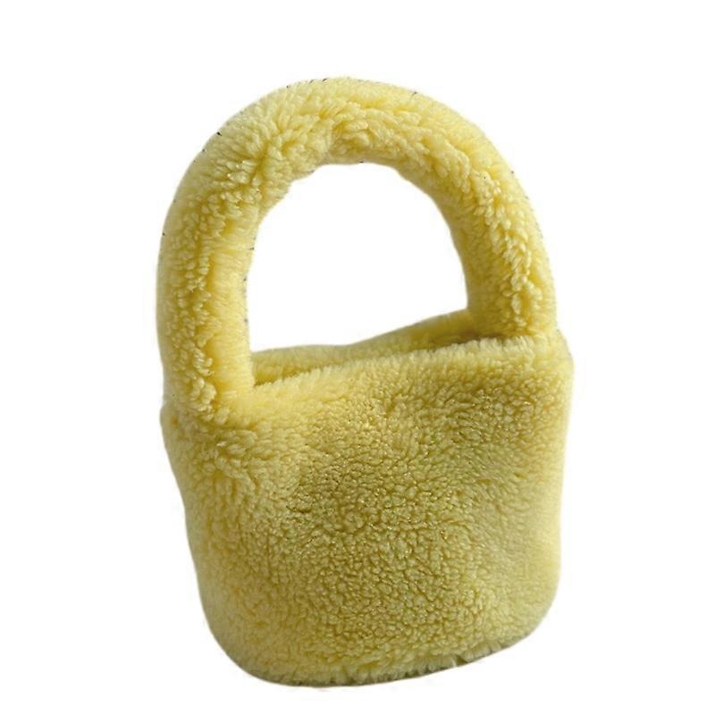 MIMIGO Plush Bucket Handbag Faux Fur, Fluffy Crossbody Bag Handle Tote Bag