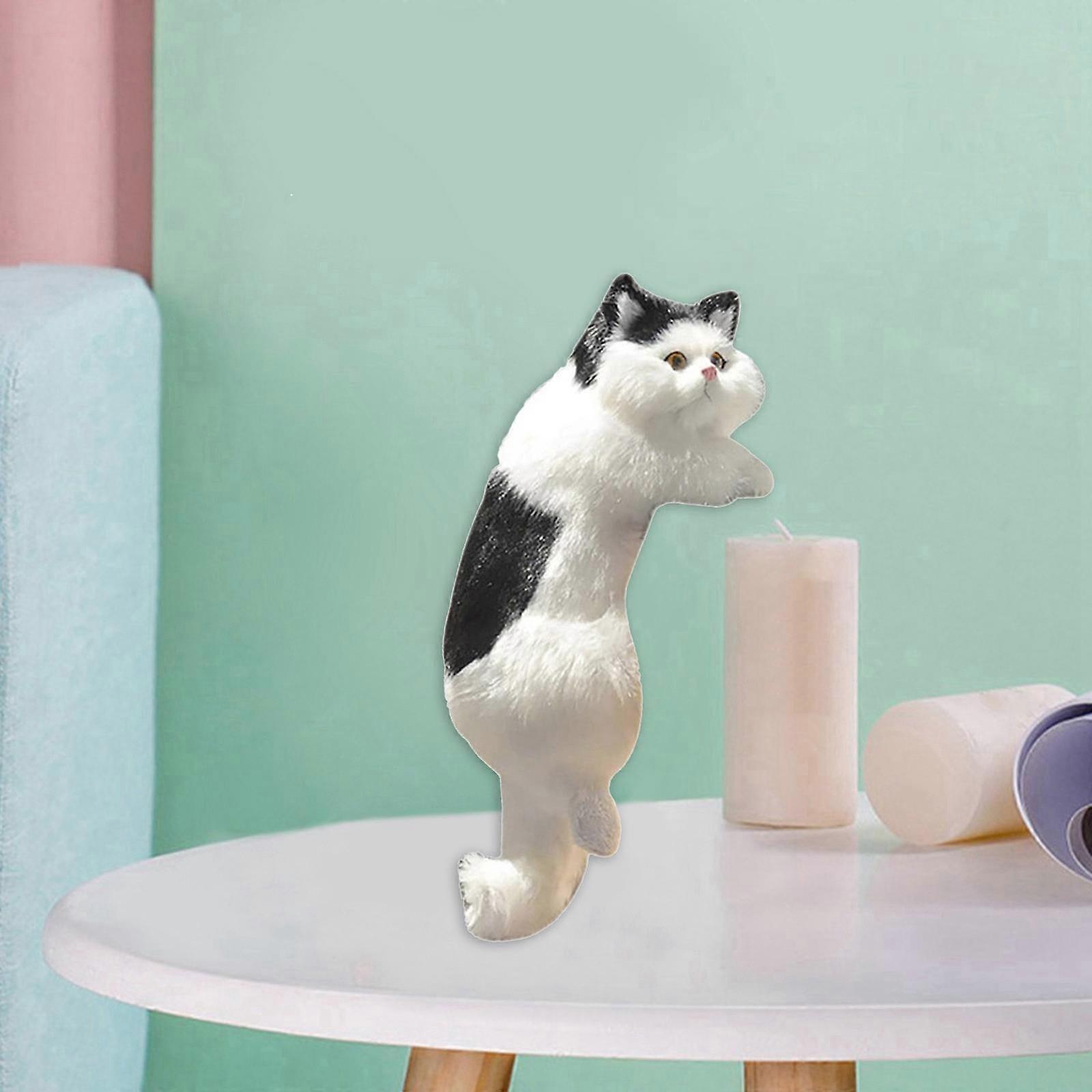 Simulation Plush Cat Statue Hanging Animal Realistic Creative Handicrafts for Shelf Home Decor - Stripe