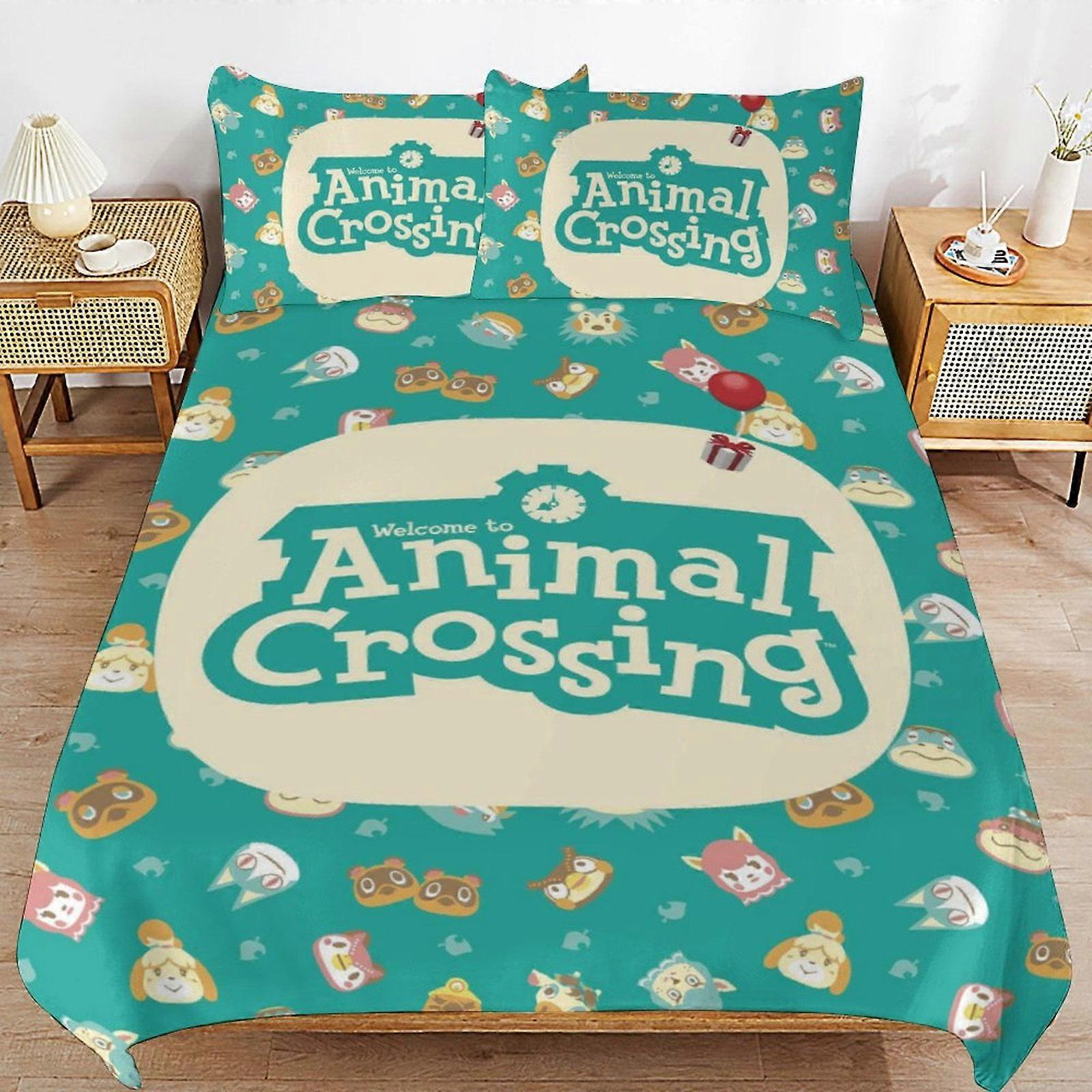 Bedding set GD189 Animal Crossing Comforter Set 3 Pieces Quilt Cover Set Soft Bedding Sets for All Seasons (1 Comforter  2 Pillowcases) HZ189