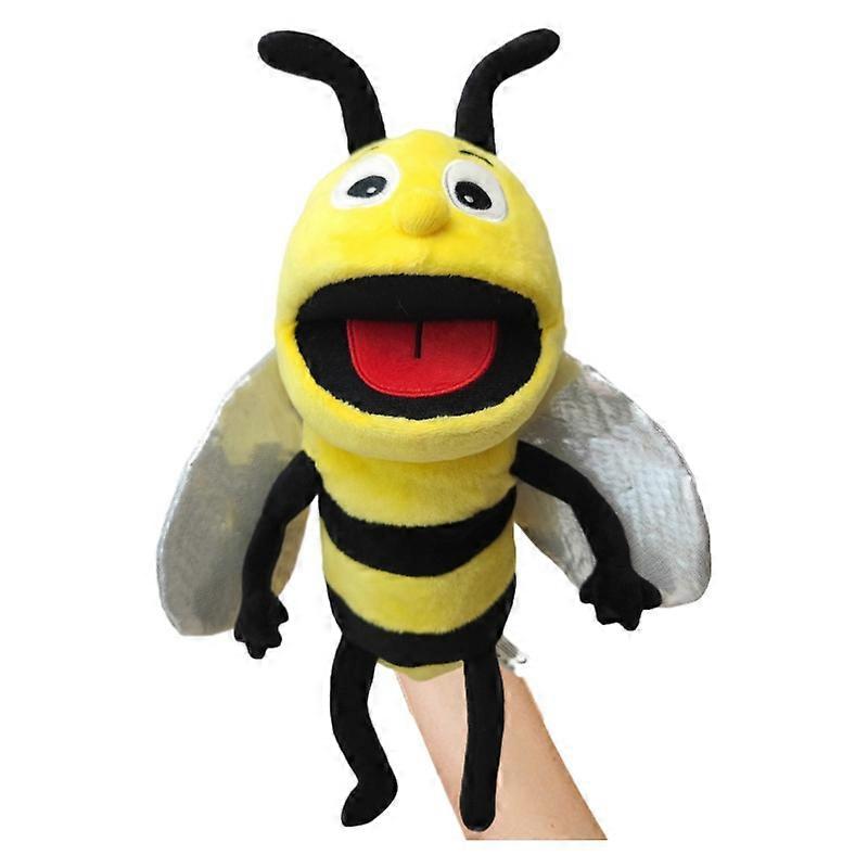 Insect hand puppet toy with movable mouth cartoon bee animal hand puppet doll open mouth plush toy