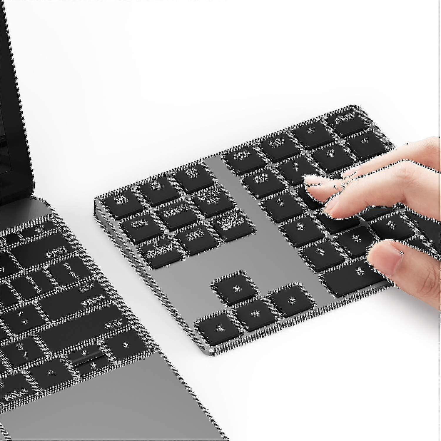 Bluetooth Numeric Keypad, Rechargeable Aluminum 34-key Number Pad Slim External Numpad Keyboard Data Entry