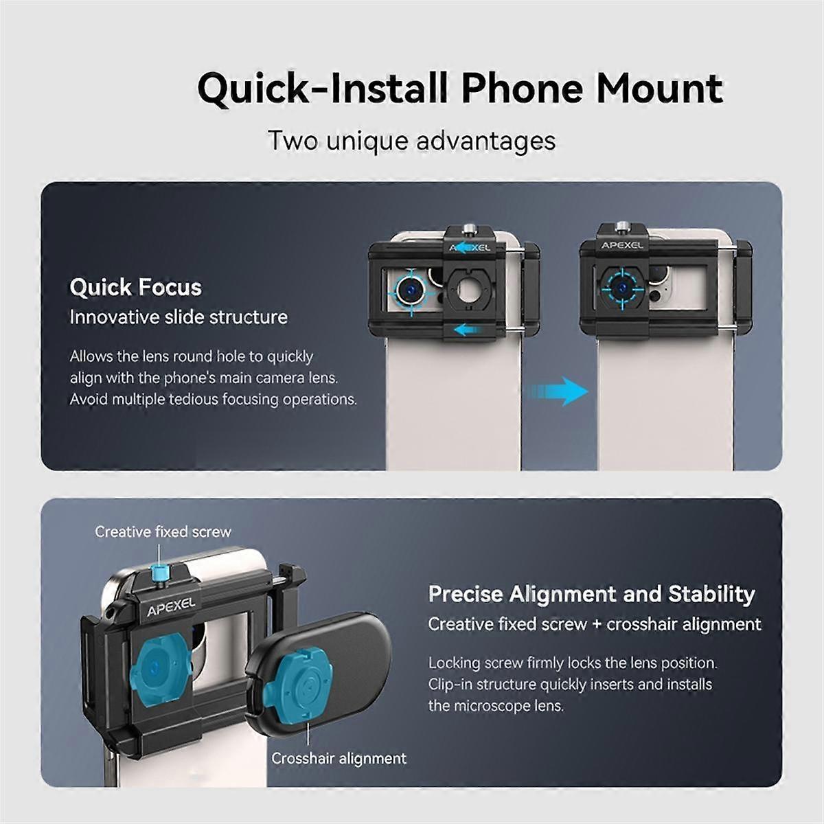 Cell Phone Universal Microscope with CPL-365 Violet Lamp Portable Identification HD Magnifying Microscope,C