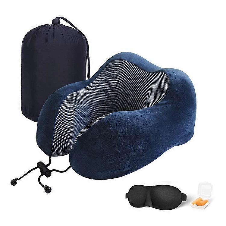 Comfy Travel Pillow - Airplane Pillow - Car Pillow - Memory Foam Travel Pillow - Travel Cushion - Travel Pillow - Travel Cushion - Adult, (Blue)