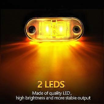 Set Of 2 White LED Trailer Truck Side Marker Clearance Lights - 2.5" Clear Lens