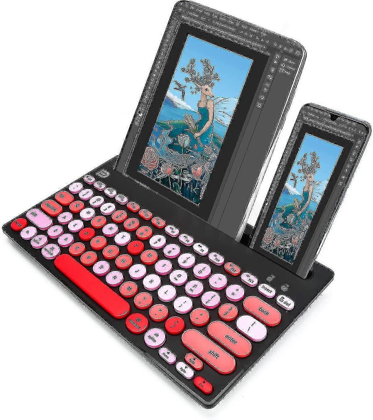 Wireless Keyboard Bluetooth And 2.4g D,switch To 3 Devices