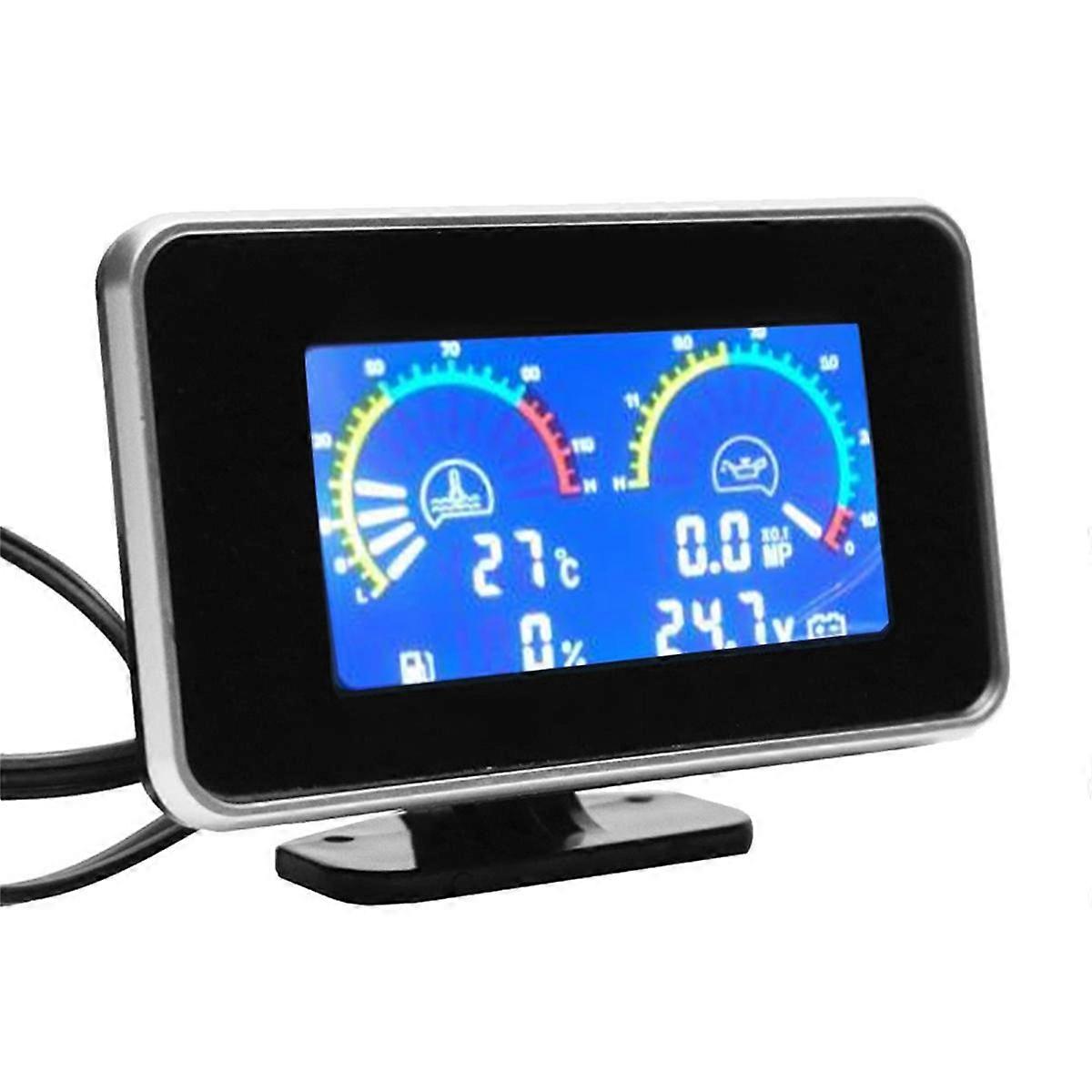 LCD Auto Digitale Manometro Pressione Olio Display Digitale Sensore Cruscotto Voltmetro Misuratore Temperatura Acqua 4 in 1