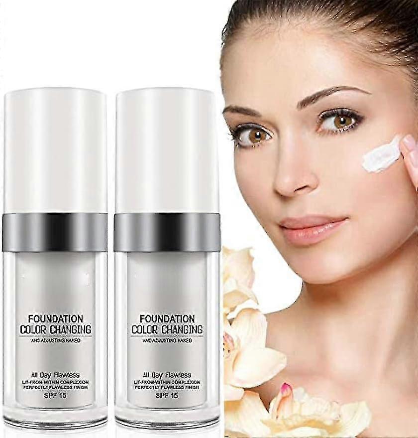 Color Changing Foundation,flawless Color Changing Foundation Makeup Base Nude Face Liquid Full Coverage Concealer, Concealer Cover Cream